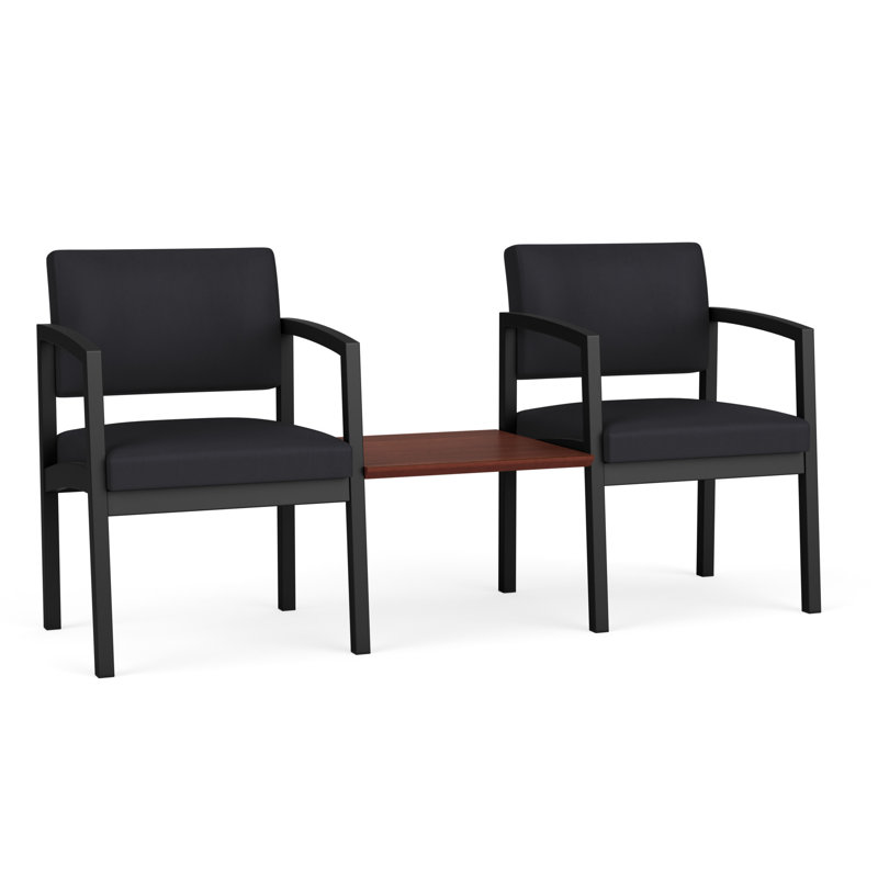 Structure tandem 2 places avec table centrale en acier Lenox, Noir / cerise Canyon, Cerise Canyon