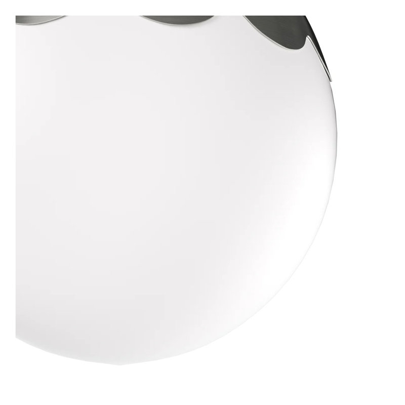 Plafonnier semi-encastré à une lumière en nickel avec abat-jour en verre opale