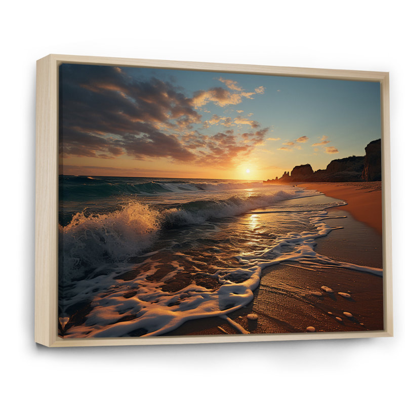 «Beach Golden Coast III», reproduction sur toile, H 12 po x l 20 po x P 1 po, Cadre naturel flottant