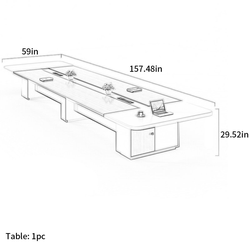Table de conférence simple et moderne, H 29,52 po x L 157,48 po x l 59 po
