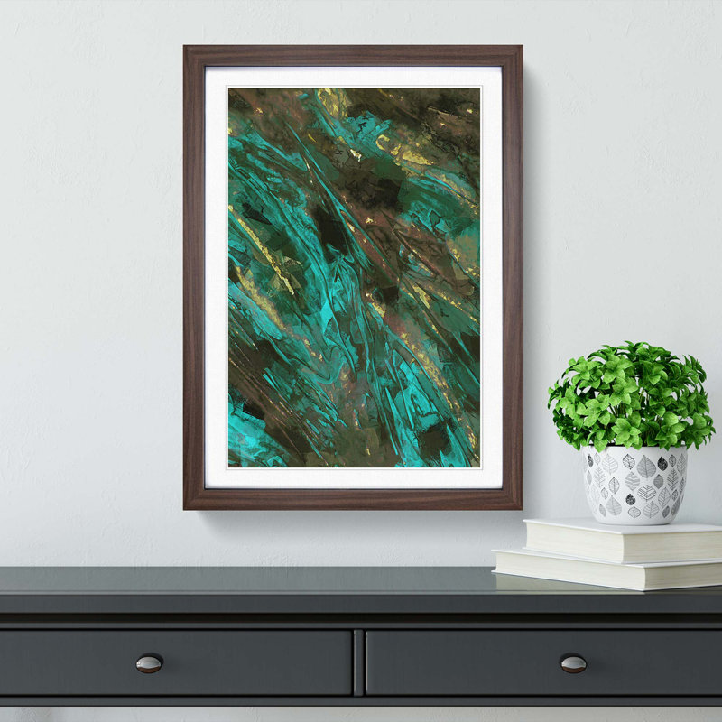 It Takes Two in Abstract - Framed Print, 87cm H x 62cm W x 2cm D, Walnut Framed