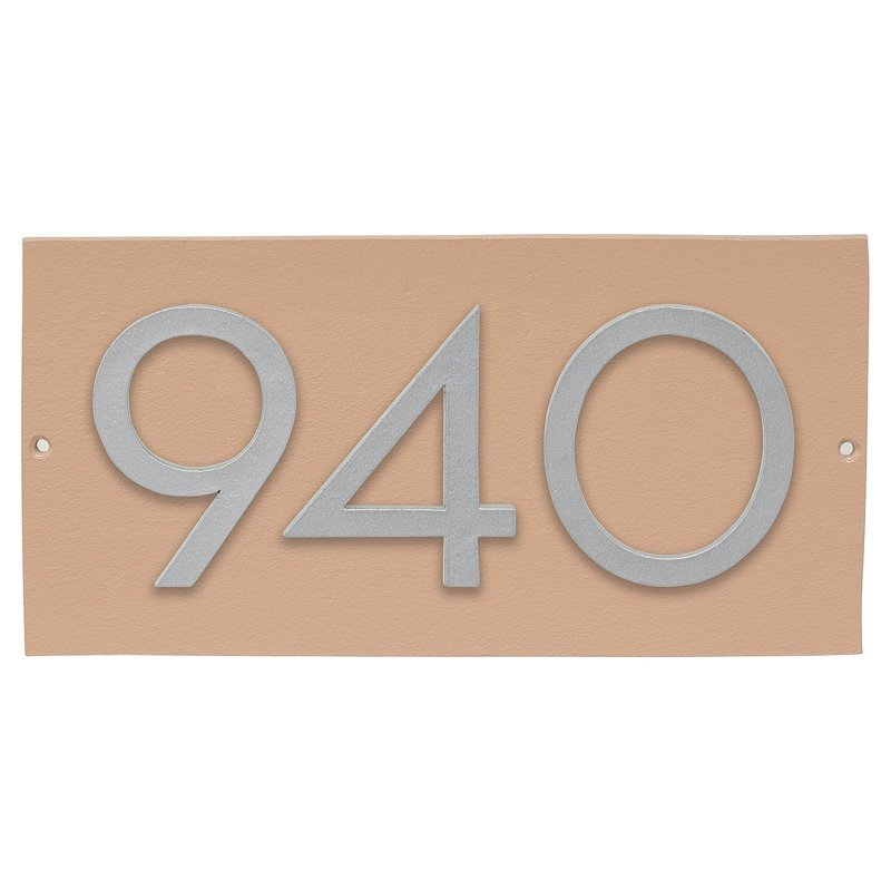 Plaque d’adresse murale flottante linéaire, Oui, Taupe, Argent