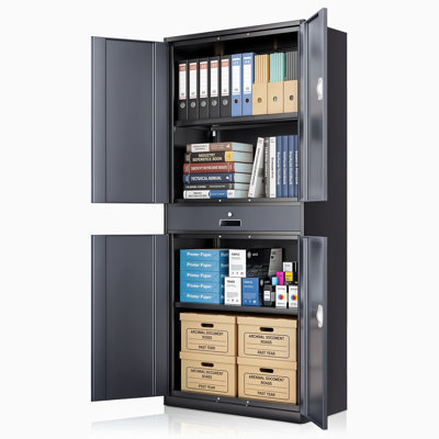 71" Metal Storage Cabinet, Garage Storage Organizer with Locking Doors, Drawer and Adjustable Shelves