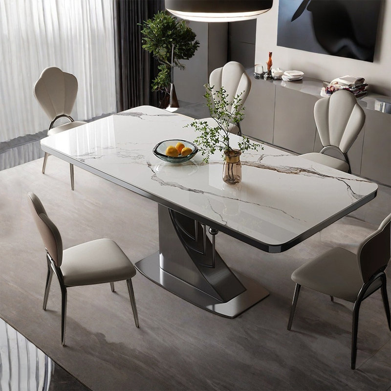 Rectangular Modern Microlite Dining Table Set, 29.52"H x 70.86"L x  35.43"W