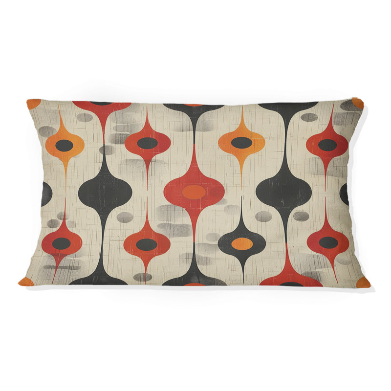 Coussin lombaire orange Mid-Century orange quadrilobe Elegance II