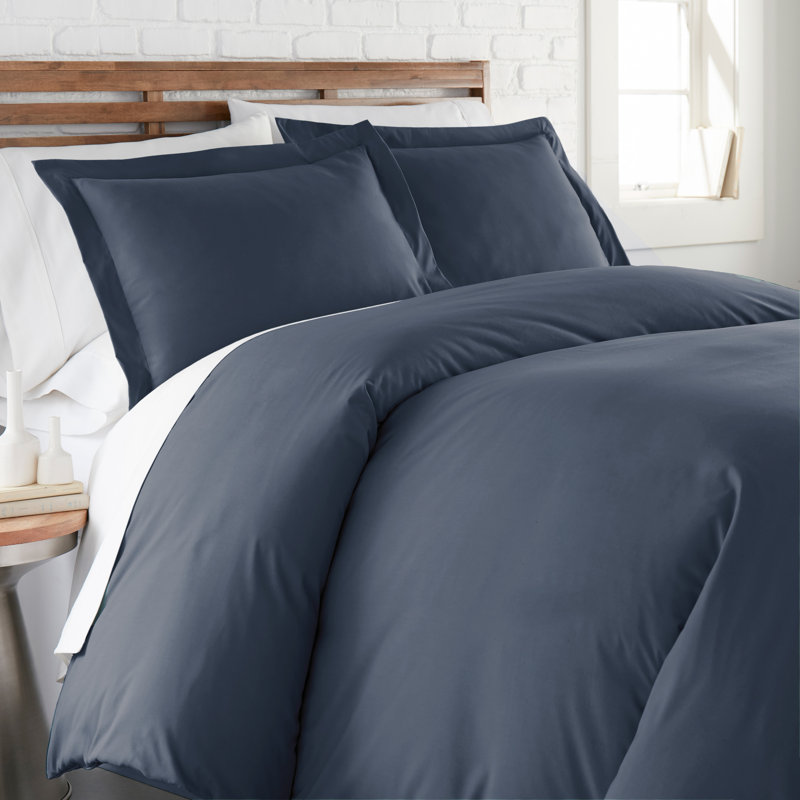 Southshore Fine Linens Southshore Basics Duvet Cover Set in Steel Blue, 90 GSM Double-Brushed Microfiber Bedding with Hidden Zipper Closure and Corner Ties, 2 King Pillow Shams, King/California King