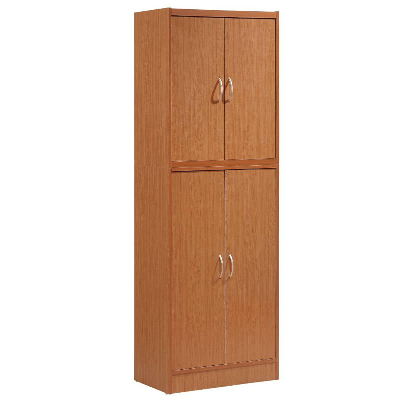 Armoire de cuisine autoportante de 24 po de largeur avec 5 tablettes, organisateur de rangement peu encombrant, Cerisier