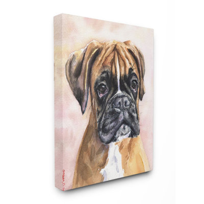 " Cute Boxer Dog Pet Animal Watercolor Painting "
