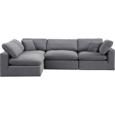 Hulene Velvet L-Shaped Sectional Reversible