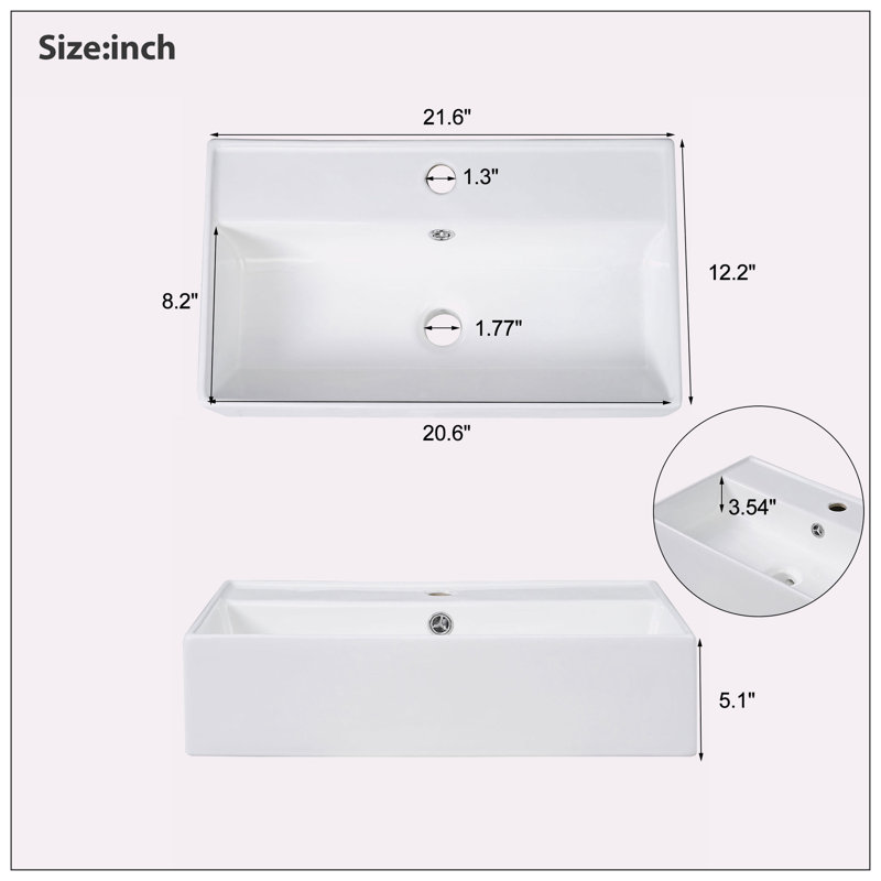 Meuble-lavabo simple 21,60 po avec plateau en céramique Foluke