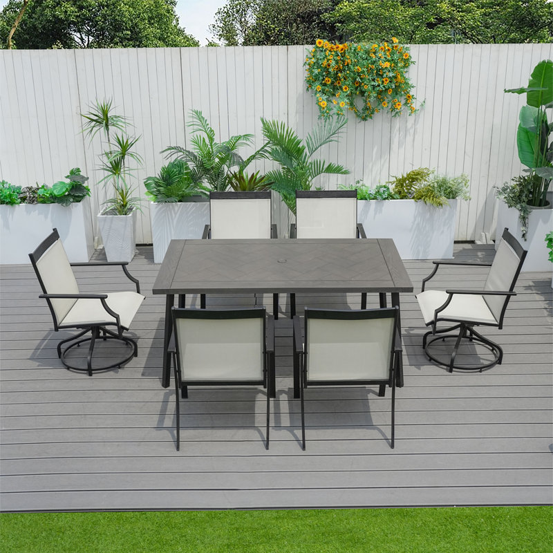 Ensemble repas rectangulaire pour 6 personnes avec fauteuil Flex Comfort Cloutan