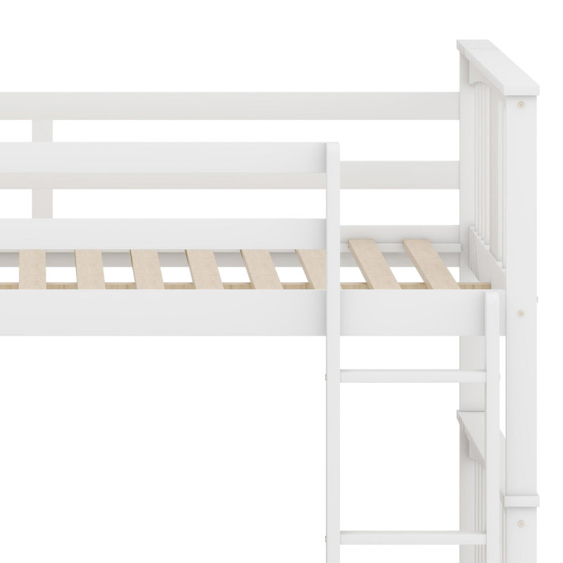 Functional Bunk Bed Featuring Easy-Access Ladder for Guest Room and Bedroom Furniture, White