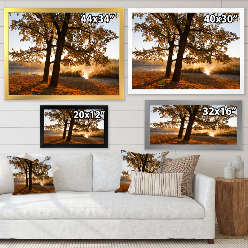 «Sunrise On Autumn Trees By The Lake», reproduction d'art sur toile traditionnelle, H 12 po x l 20 po x P 1 po