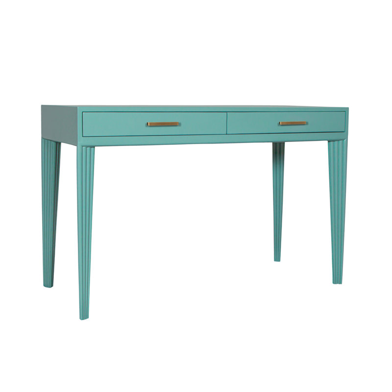 Barcelona Solid Wood Writing Desk, Turquoise