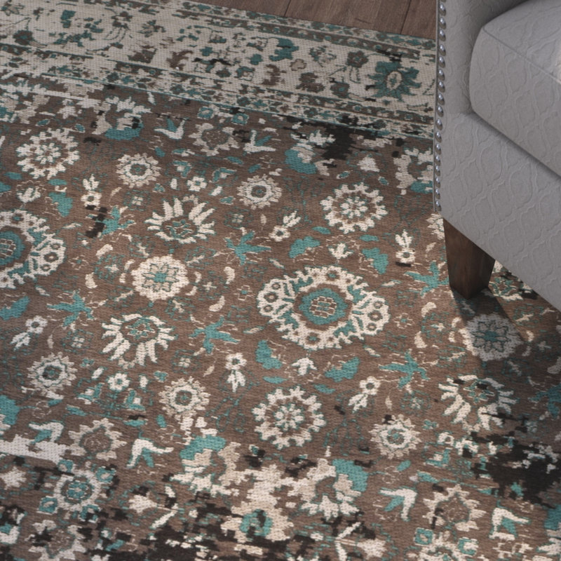 Tapis bleu/beige Albion, Tapis de couloir 2 pi 3 po x 8 pi