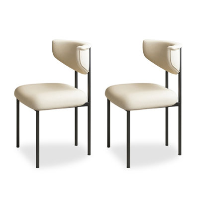 Beige Solid back side Chair(Set of 2)