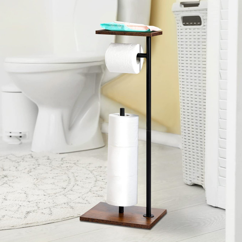 Free Standing Toilet Paper Holder, Rustic Brown
