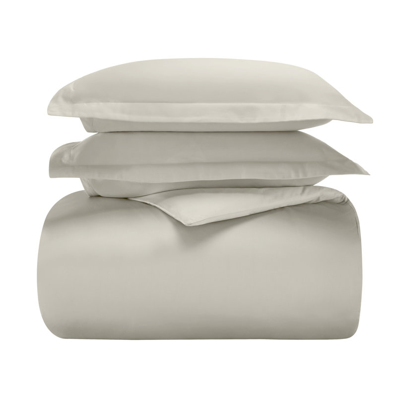 Burrier 600 Thread Count Cotton Blend Duvet Cover Set, King/ Cal. King Duvet Cover + 2 King Shams, Stone
