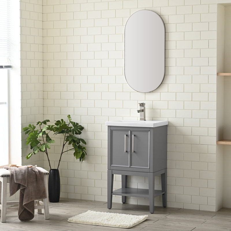 Cheriton 20'' Single Bathroom Vanity with Ceramic Top, Gray