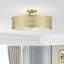 Abat-jour rigide en tissu 4 lumières semi-encastré or doux 4 lumières-892143599