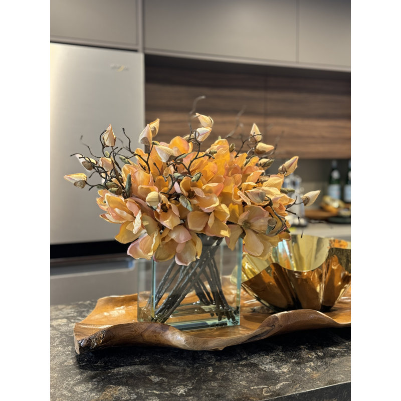Magnolia Arrangement in Vase, Orange