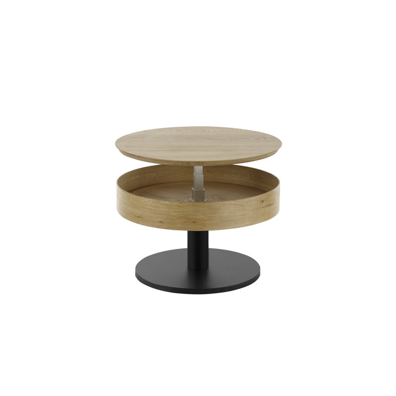Floor Shelf Coffee Table with Storage, 47cm H x 75cm L x 75cm W, Black