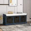Banc de rangement rustique avec 3 paniers en rotin classiques amovibles, banc d'entrée avec coussin amovible-37561745