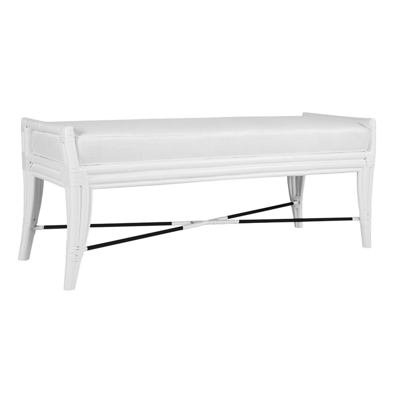 Malacca Upholstered Bench, White