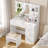 Makeup Vanity Table with Lighted Mirror, Vanity Desk with Storage Shelf and 4 Drawers-297639629