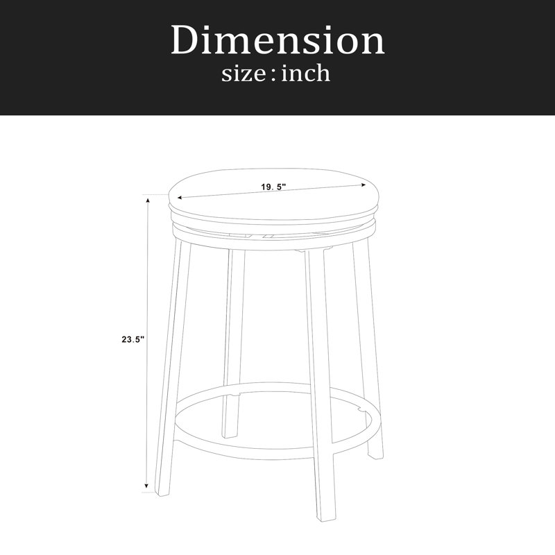 Set Of 2 Swivel Stool With Metal Frame, Brown