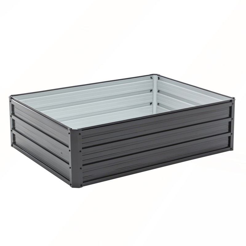 4x3x1ft Metal Raised Deep Root Outdoor Galvanized Planter Box for Vegetables, Flowers, and Herbs