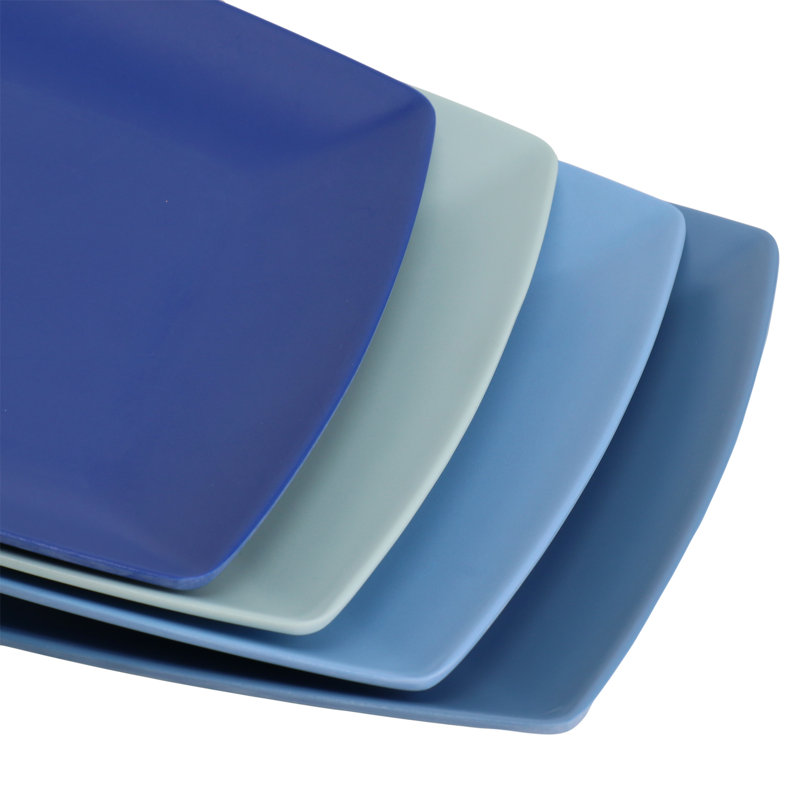 Ensemble de 4 assiettes à dessert carrées en mélamine de 8,5 pouces Gibson Home Grayson