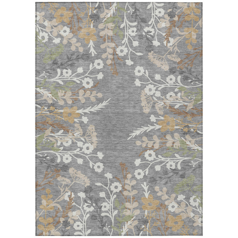 Machine Washable Indoor/Outdoor Skiljo ACN2334 Floral Rug, Rectangle 9' x 12'