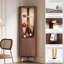 Armoire de bar de 70 po de hauteur avec rangement pour le vin, armoire de bar moderne Mid-Century avec porte-verre et lumières