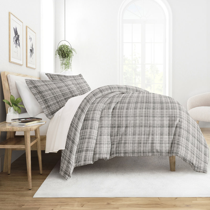 Gray Twin XL Polka Dot Microfiber Duvet Cover Set