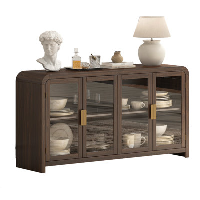 Buffet et buffet de style bohème 60 po avec 4 portes vitrées Cevat