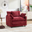 Fauteuil d'appoint moderne avec repose-pieds, revêtu de chenille rouge bourgogne, idéal pour la lecture au salon ou dans la chambre.