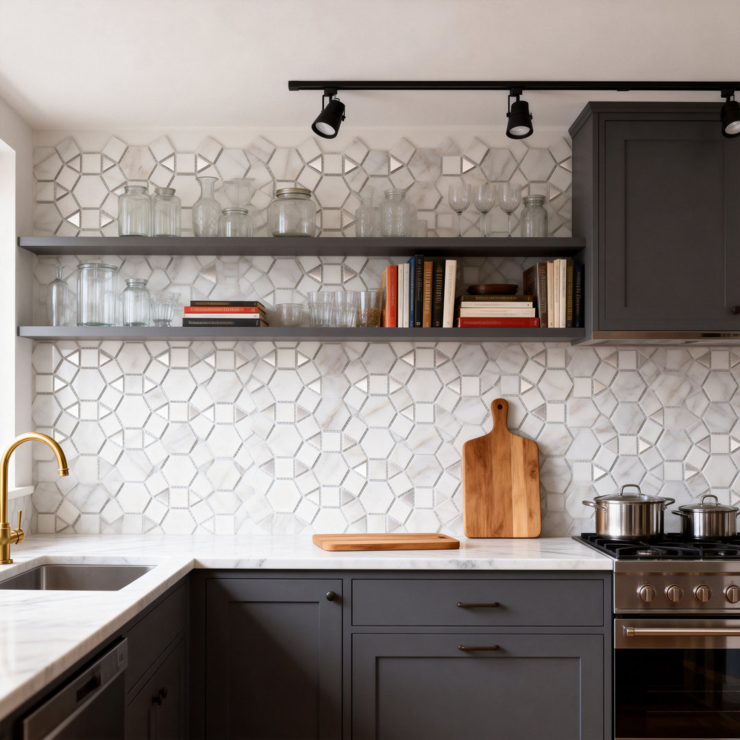 Art Deco 3.5 x 4.5 Glass Cobblestone Deco Mosaic Tile Abolos 