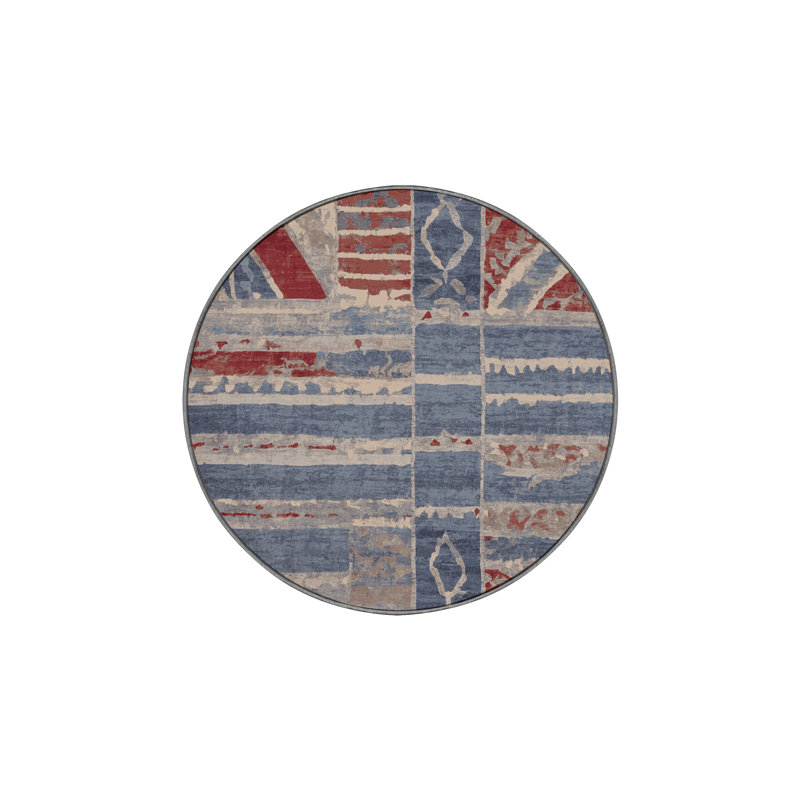 Machine Washable Gray Area Rug, Round 4'