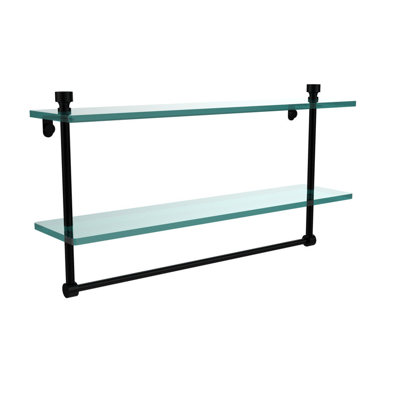 Tablette à 2 niveaux avec barre à serviettes Ballenas, 22 po, Noir mat