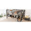 Lit mezzanine double en métal avec escalier, table de rangement basse et tablettes, noir - tablettes robustes