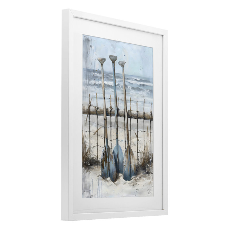 «Summer Oars Against Fence», reproduction sous verre encadrée, design par LSR Creative Studio, H 20 po x l 14 po