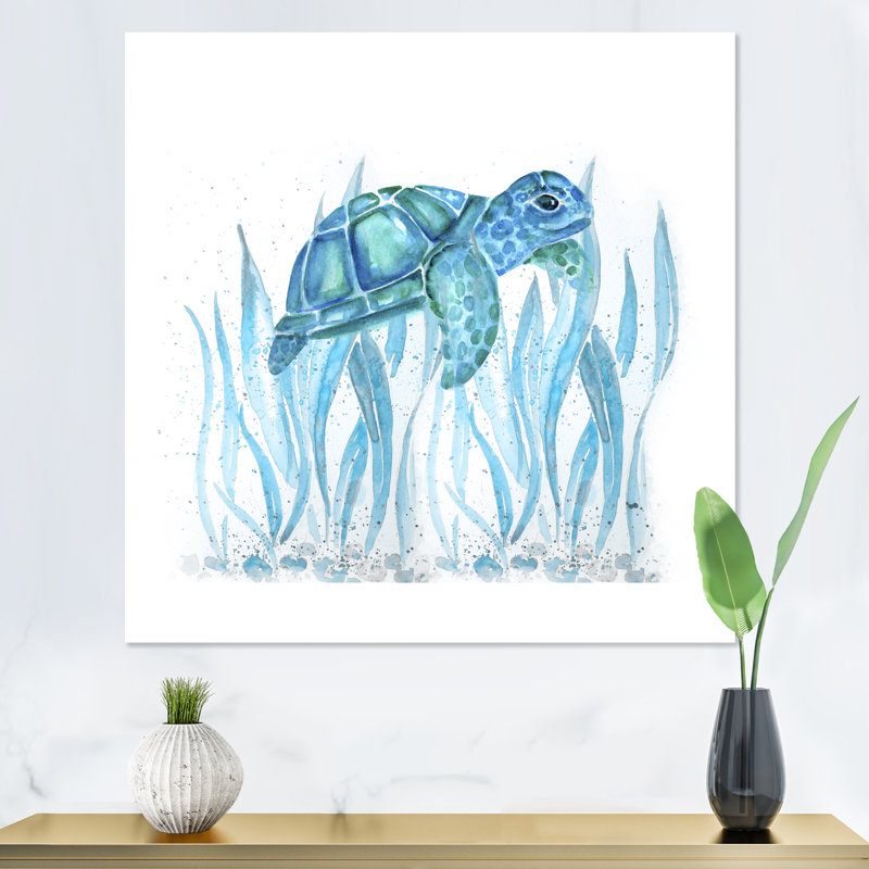 Aquarelle, art de la tortue, H 16 po x l 16 po x P 1 po, Toile tendue