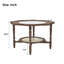 Table basse Aoviv en bois massif avec tablette en rotin et incrustation en verre craquelé