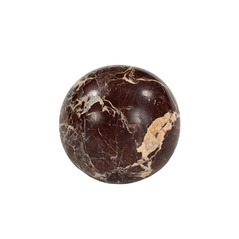 Odessa Sphere Tabletop Accent Red Levanto Marble, Red