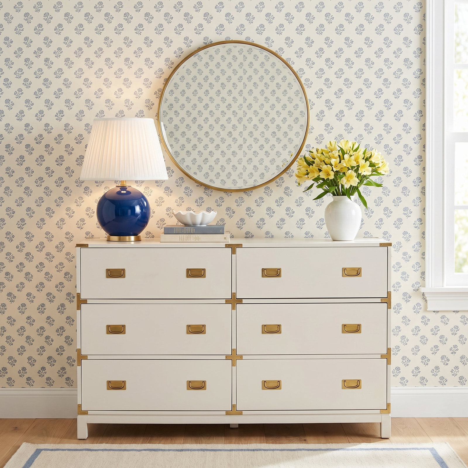 Dania 60" Double Dresser, White