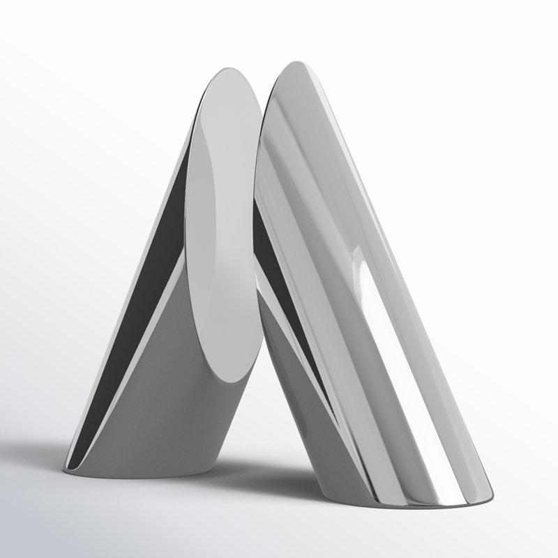 Silver Glass Pyramid Shaped Non-Skid Bookends, Set of 2
