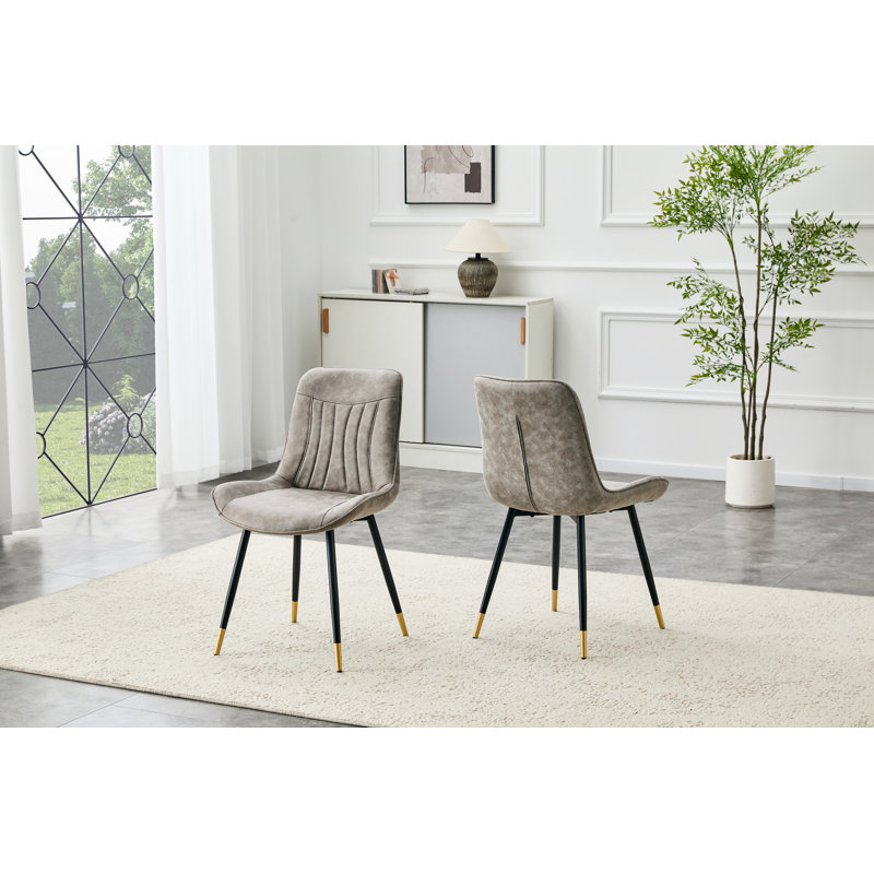 Ensemble de 2 chaises de salle à manger rembourrées en tissu gris Tech, 2, Grey