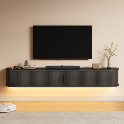 Floating TV Stand With RGB Lights, 63" Wall Mounted TV Shelf
