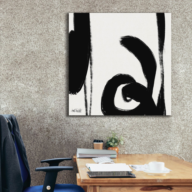 «Black and White Abstract 4» par Anne Tavoletti, art mural sur toile, H 37 po x l 37 po x P 1,5 po
